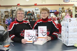 Linda Thibodeau and Donna Shirley display copies of  “Born With a Broken Heart...Stories of Congenital Heart Disease”  available now at the Guardian Drug Store in Plaster Rock