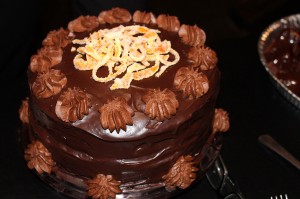 Dieuwke McDonough made this fabulous grand prize winner. It was everything a chocolate cake should be…..dense, moist, and rich with chocolate flavour. It was accented with delicious candied orange peels