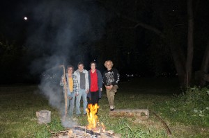 Francine, Luke, Robin and Orel were among the folks who gathered at the Solstice Bonfire as the nearly full moon rose above