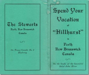 Cover of Hillhurst Tourist Home brochure