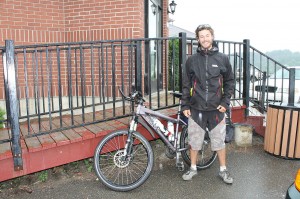 Kilderic Moroy at the Perth-Andover Public Library on day 78 of his cross Canada adventure