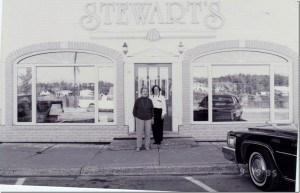Louise and Carolyn Stewart in front of the store in 1995