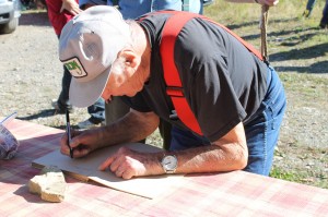 Octogenarian  hiker Art Mraz was the first  to sign the guest book!