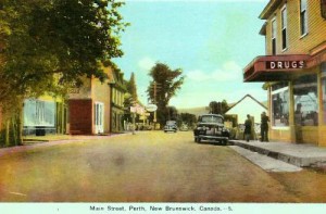 A vintage postcard of P-A showing the original Lewis Drug Store
