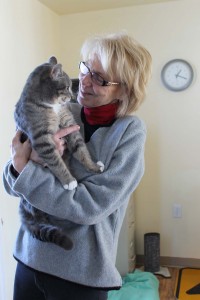 Pet lover  and SPCA volunteer Linda Hiscock with Barny the Cat at the Arthurette Animal Shelter