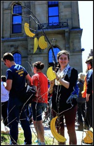 This young lady referred to New Brunswick as a “Banana Republic” at the rally!     Joe Gee photo