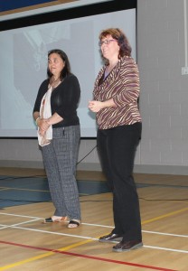 Author Philippa Dowding with Perth-Andover Librarian Tammie Wright