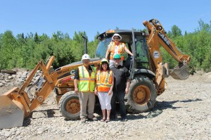 Instructor Rick Moulton, JEDI Representative Erica Hanscombe, TFN Chief Brenda Perley and Shawn Bonnough at the old gravel pit