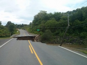 A big chunk of Route 105 between Bath and Bristol washed out during the storm 